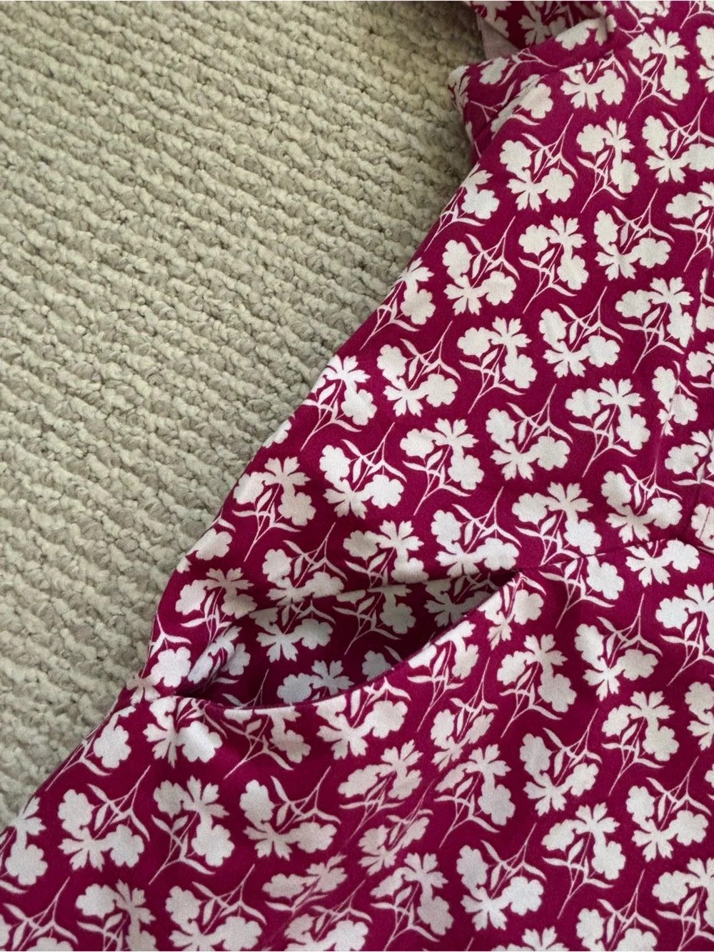 Boden Women’s Size 14 R Dress Pink And White Floral V Neck Pockets